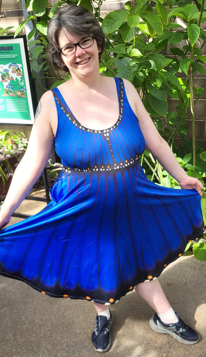 Blue Morpho Sleeveless Skater Dress