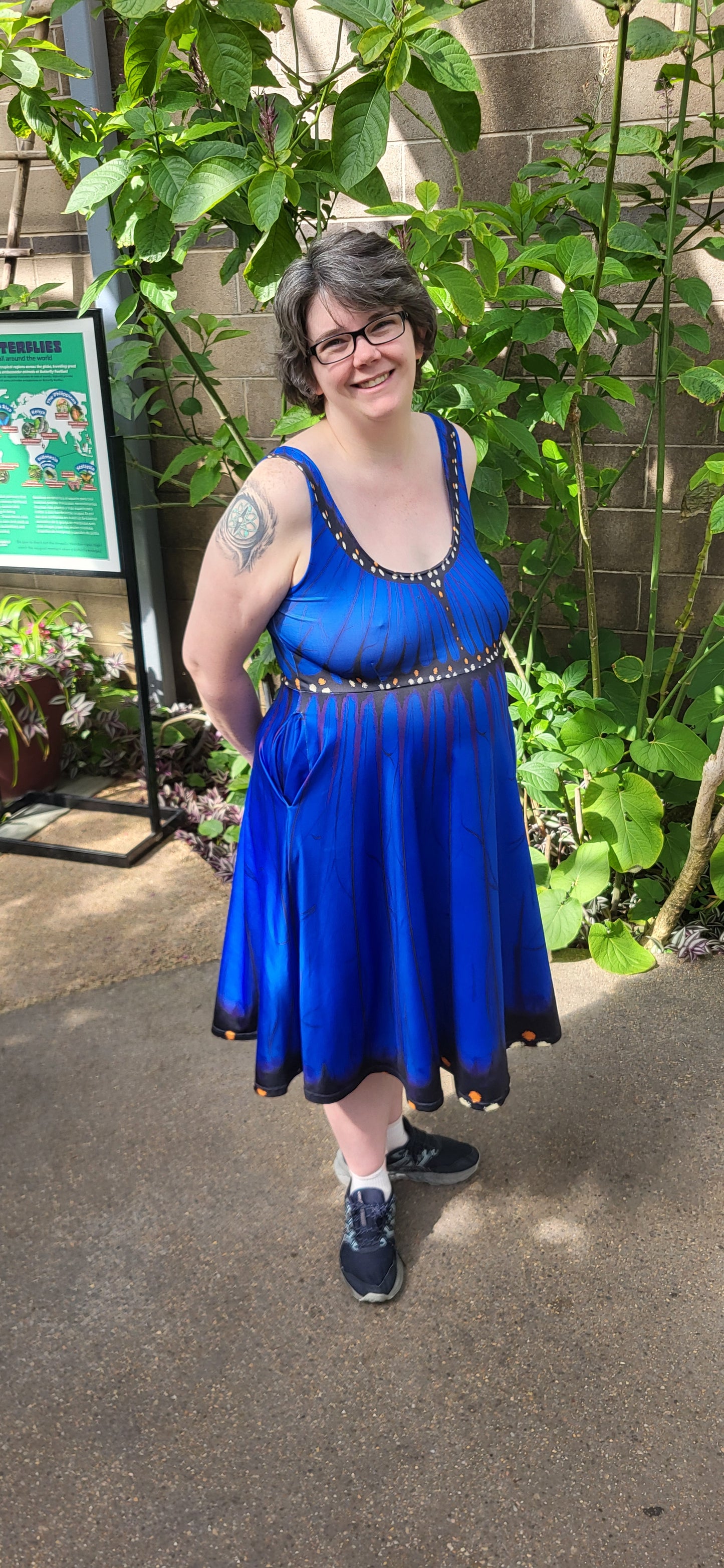 Blue Morpho Sleeveless Skater Dress