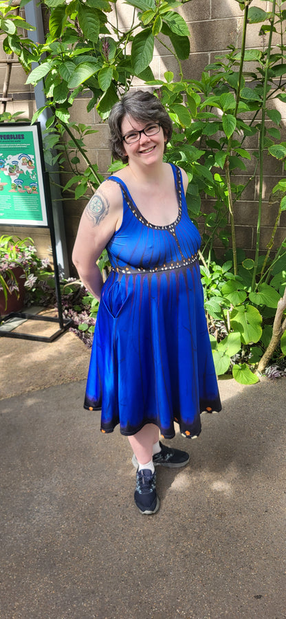 Blue Morpho Sleeveless Skater Dress