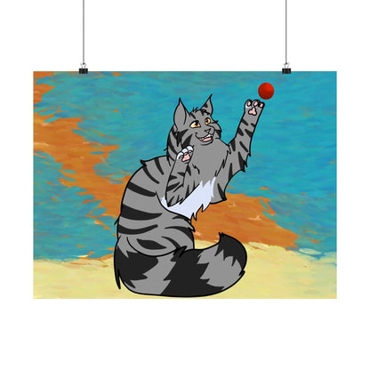 Pouncing Cat Poster