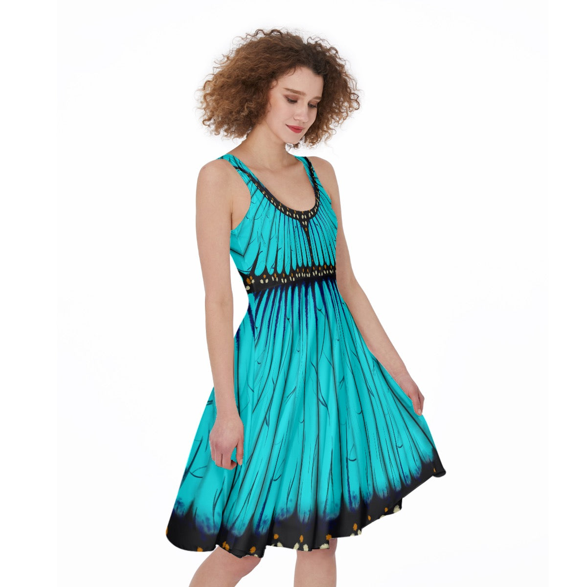 Light Blue Morpho Sleeveless Skater Dress