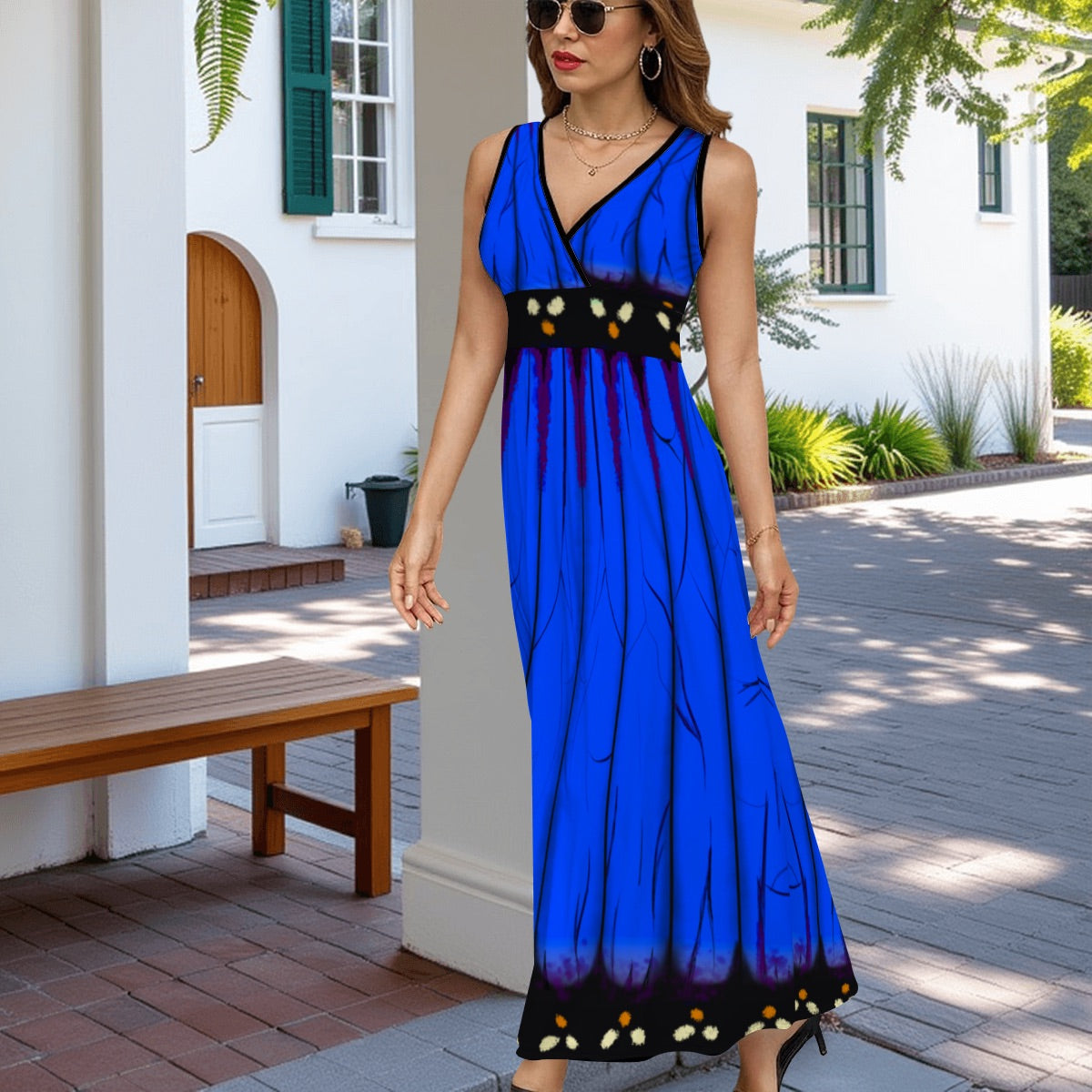 Blue Morpho butterfly Dress - Sleeveless Maxi 