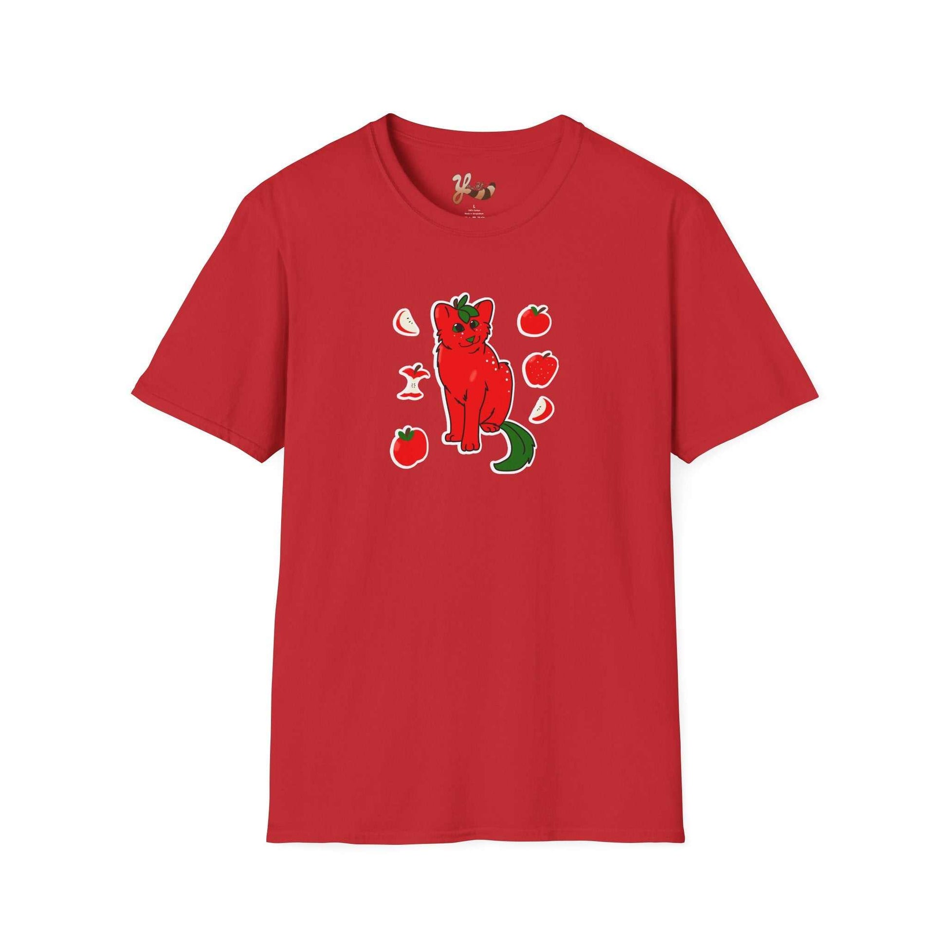Apple Cat T-Shirt red— Cute Feline Fruit Graphic Tee