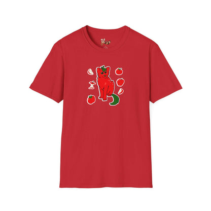 Apple Cat T-Shirt red— Cute Feline Fruit Graphic Tee