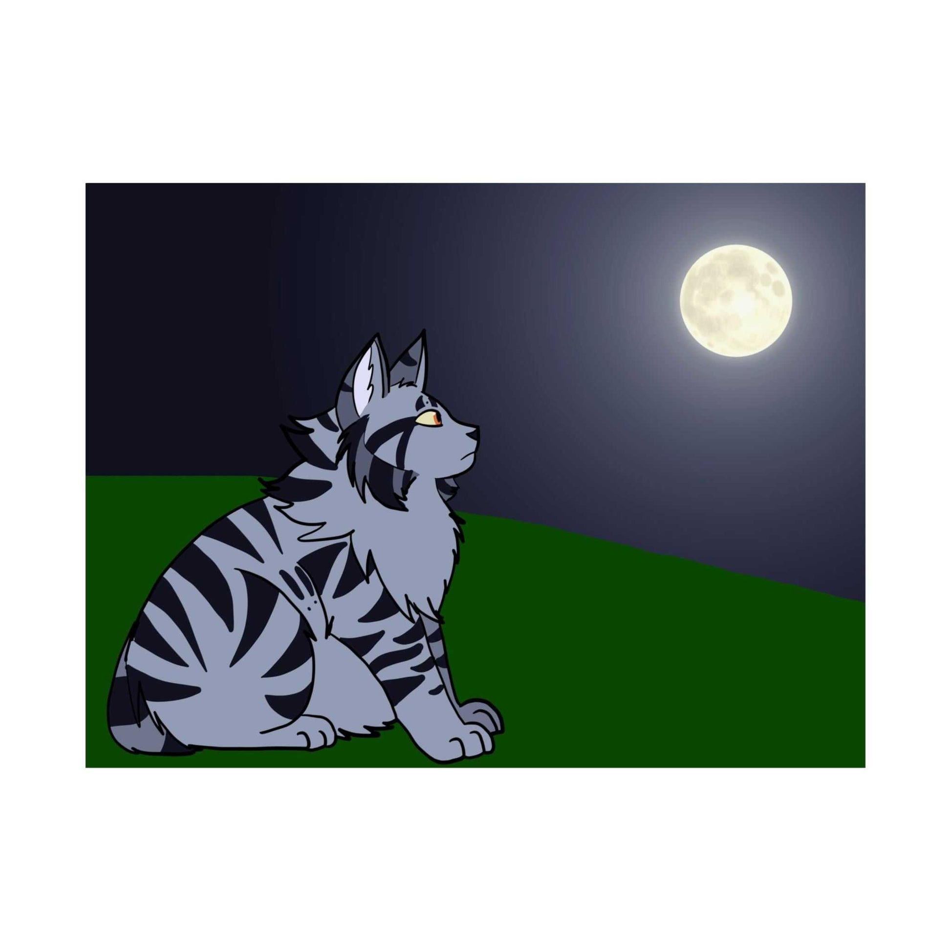 Moonlit cat Satin Poster