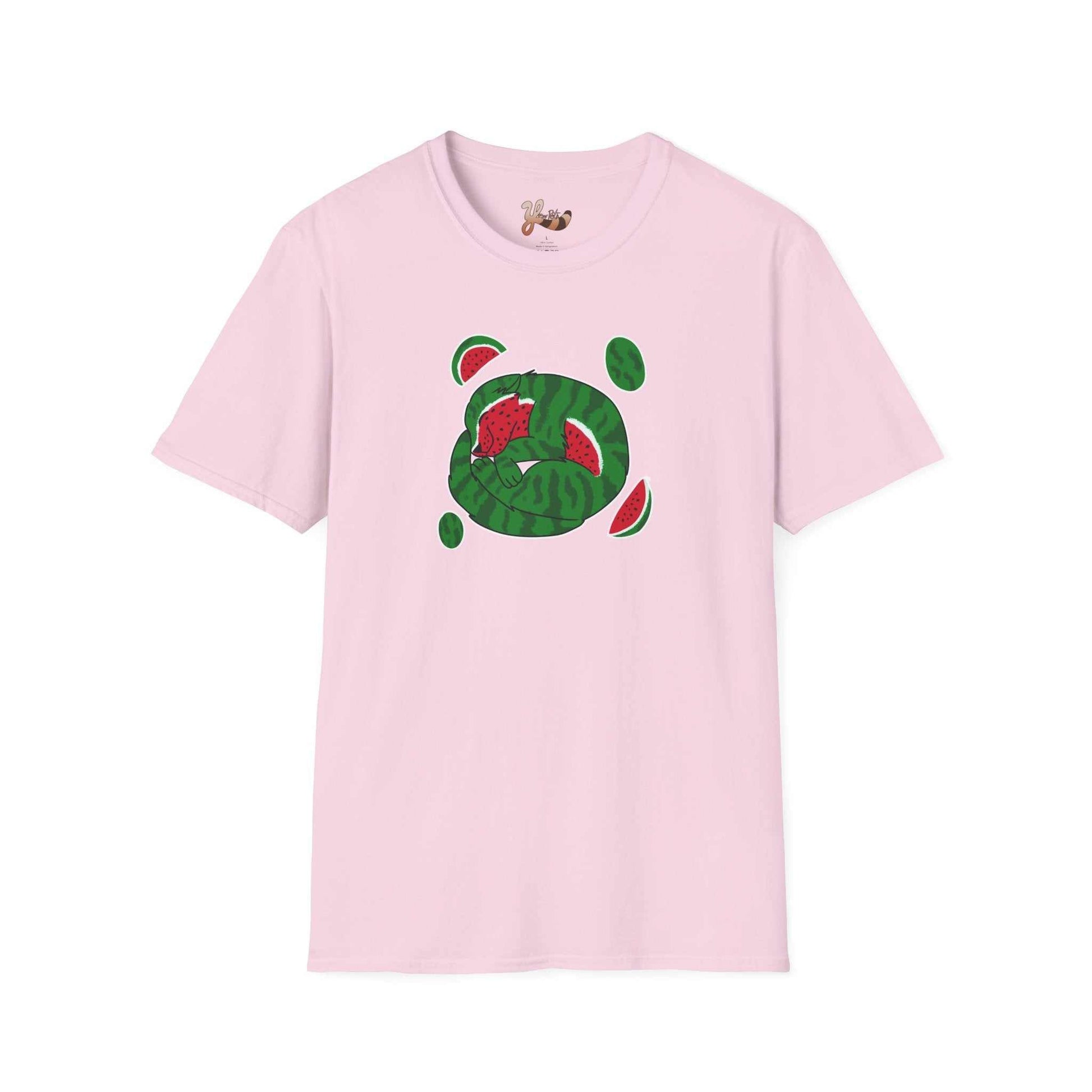 Watermelon Cat T-shirt - light pink
