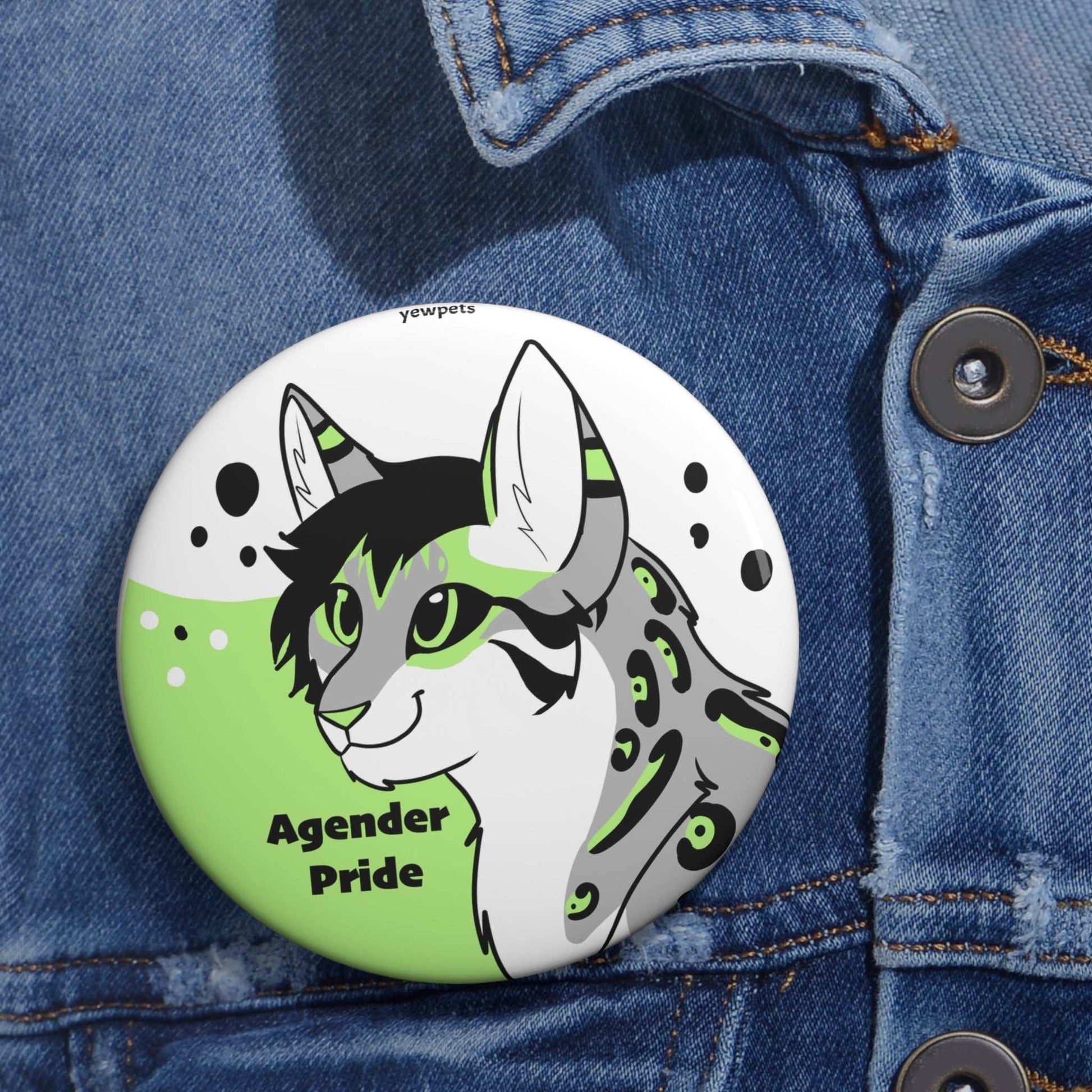 Agender Pride Cat button