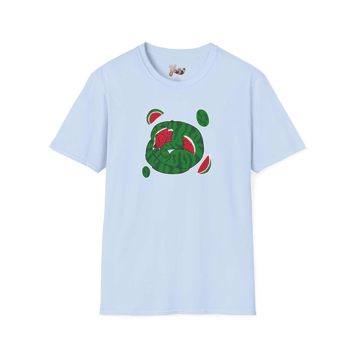 Watermelon Cat T-shirt - light blue