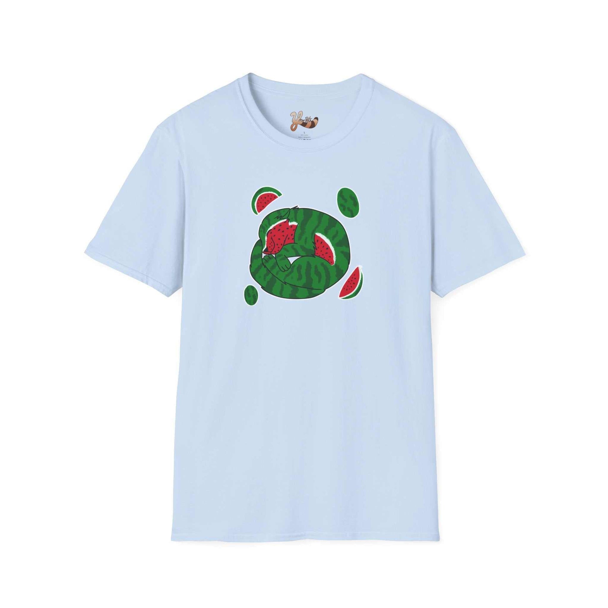 Watermelon Cat T-shirt - light blue