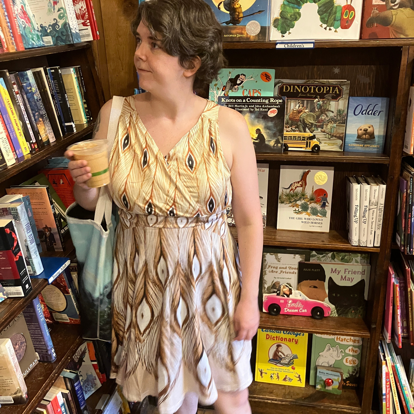 Golden Bird Dress- Sleeveless V Neck