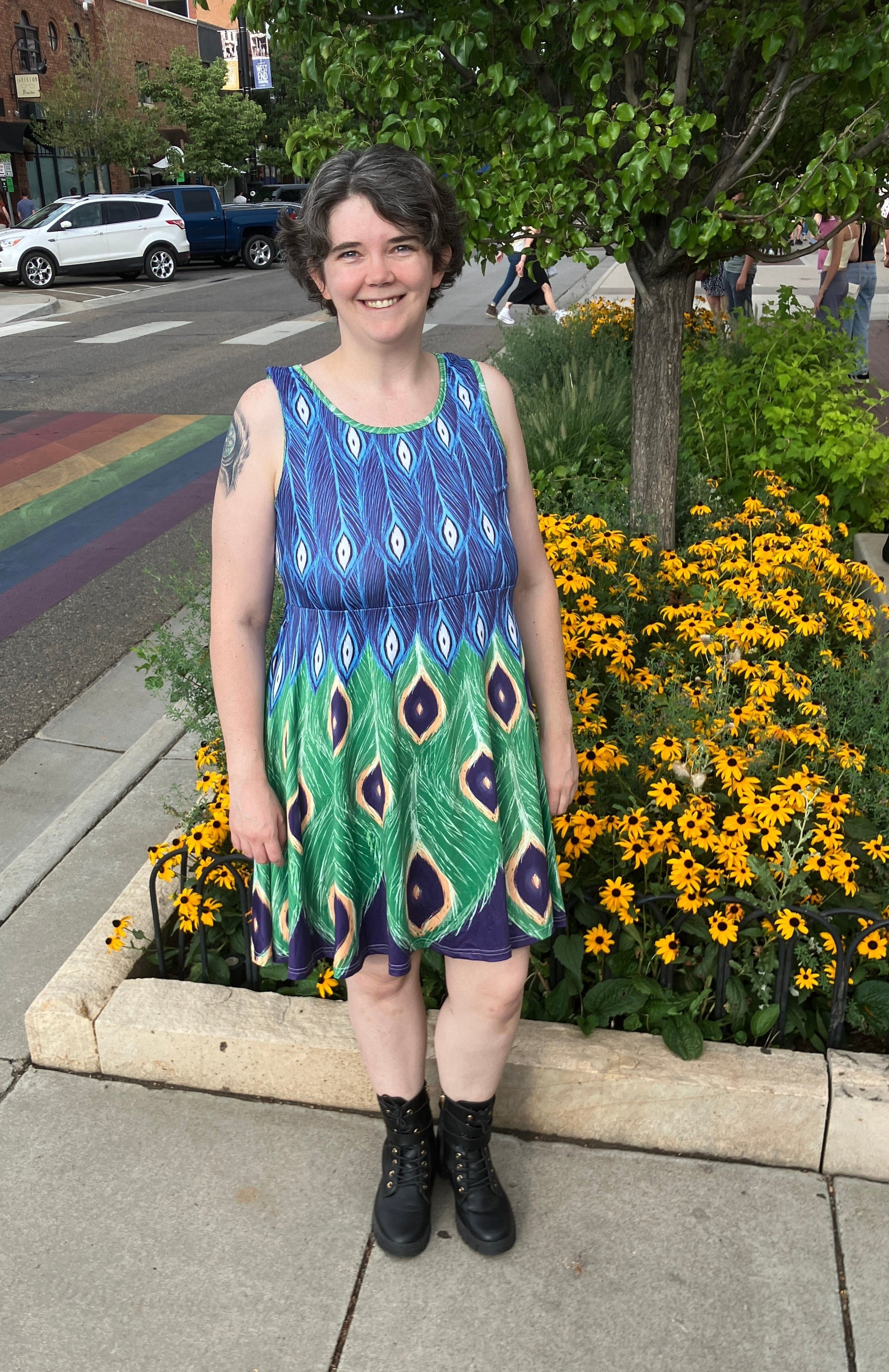 Peacock Dress -Skater Skirt 