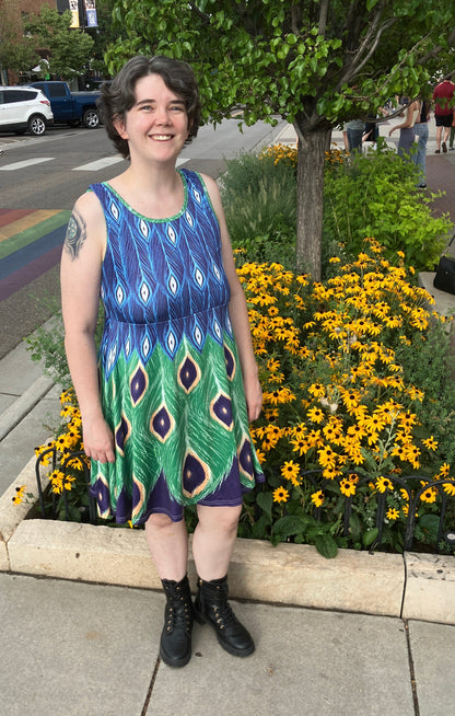 Peacock Dress -Skater Skirt 