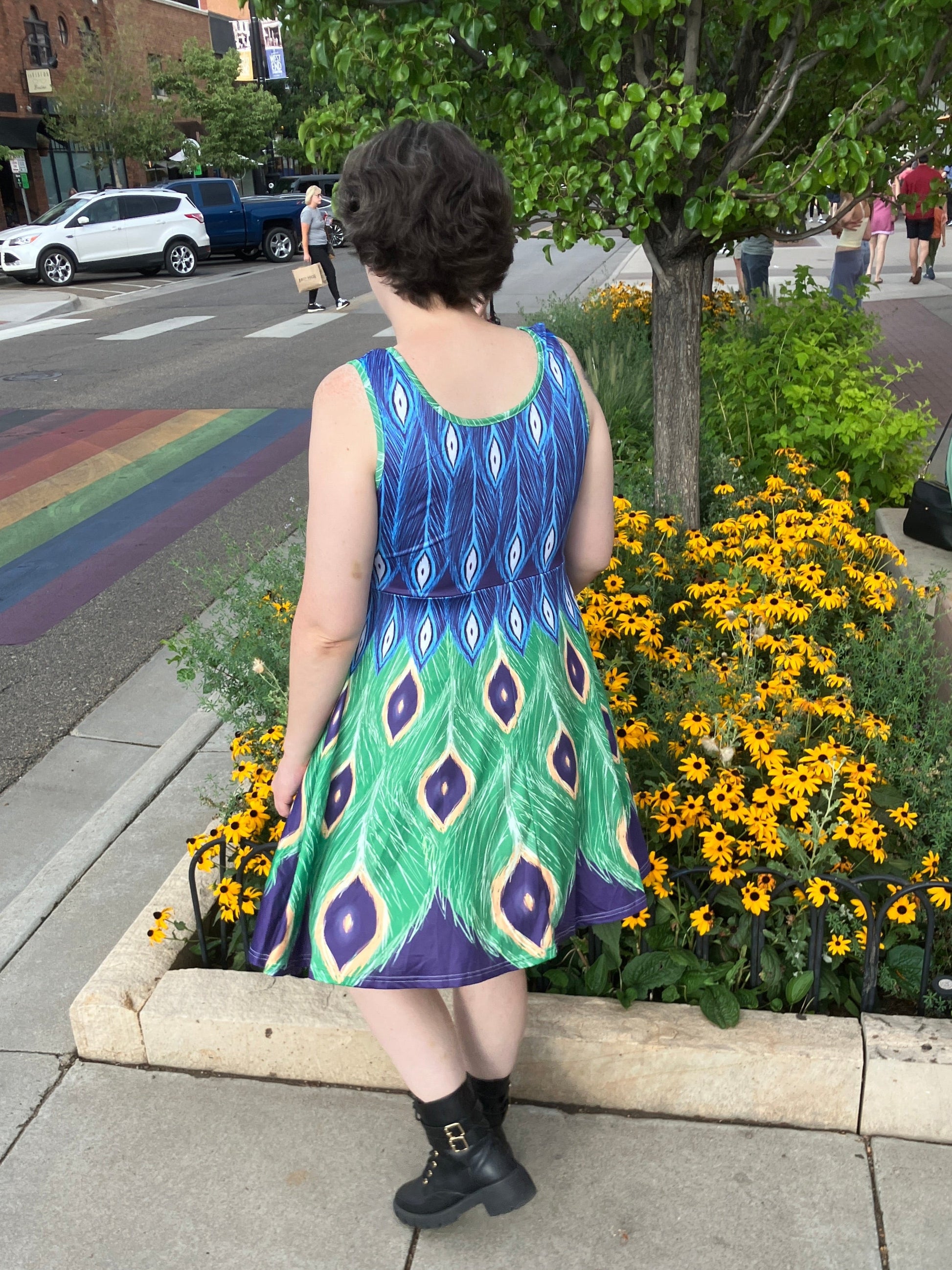Peacock Dress -Skater Skirt 