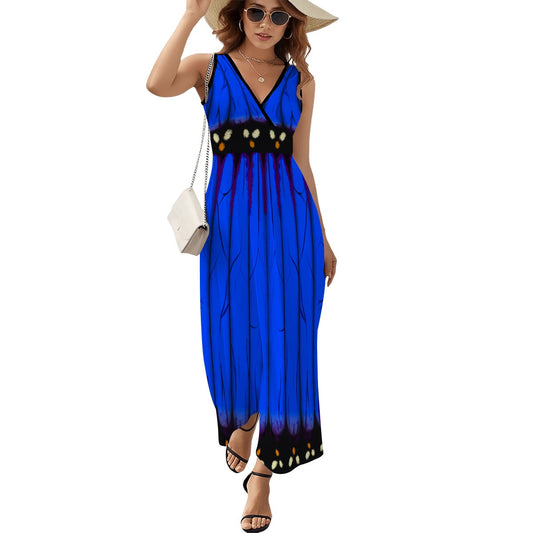 Blue Morpho dress- Sleeveless maxi